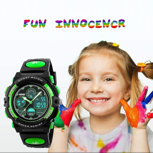 Lasten digitaaliset watch, pojat tytöt vedenpitävät ulkoilukellot lasten casual elektroniset analogiset kvartsirannekellot
