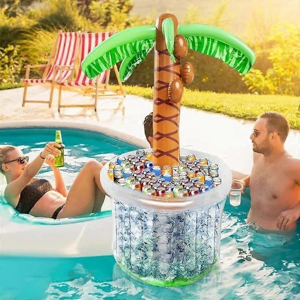 Oppustelig palmetræskøler, flydende pool-iskøler, stor kapacitet festdrikkekøler til sommerstrand- og poolfester