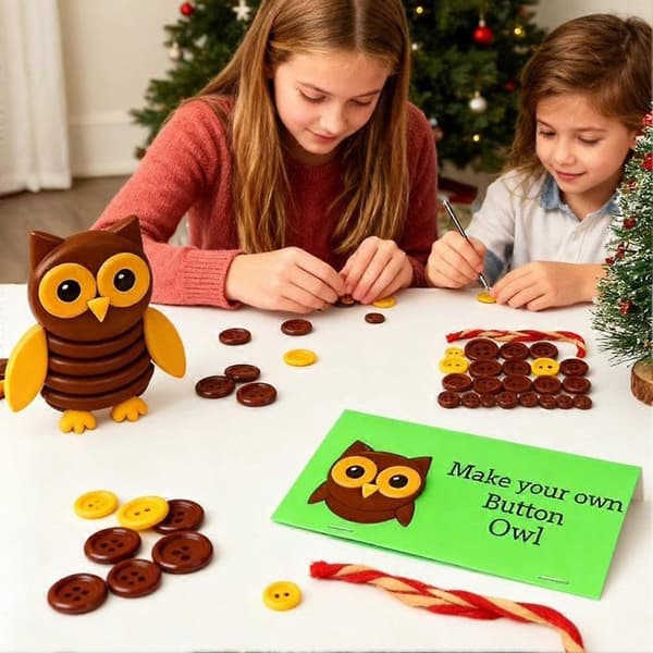 DIY Håndlavet Knap Sneemand Ornament Sæt Highland Ko Jul Knap E