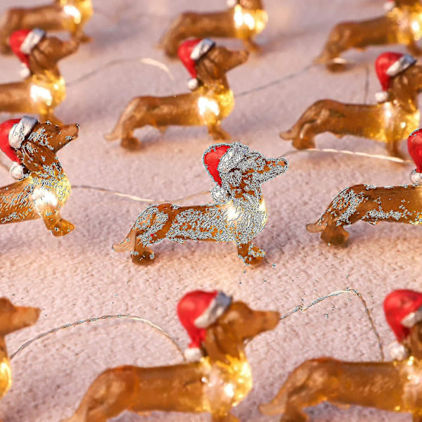 Alg Dachshund Hund Strängljus, Led Batteridriven, Dekorativ Inomhus Julgran - Färg: Med Fjärrkontroll