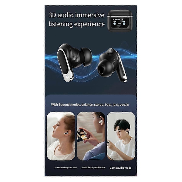 Tws Bluetooth 5.3 Bluetooth Øretelefoner In-ear V8 Fuld Farve Touch Screen Ægte Trådløs Støjreduktion Sports Headset,a