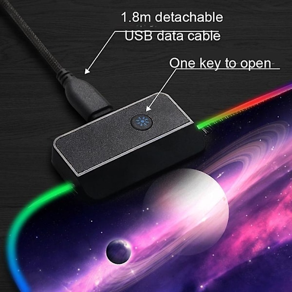 Vandafvisende RGB-lysende mussemåtte i gummi til gaming