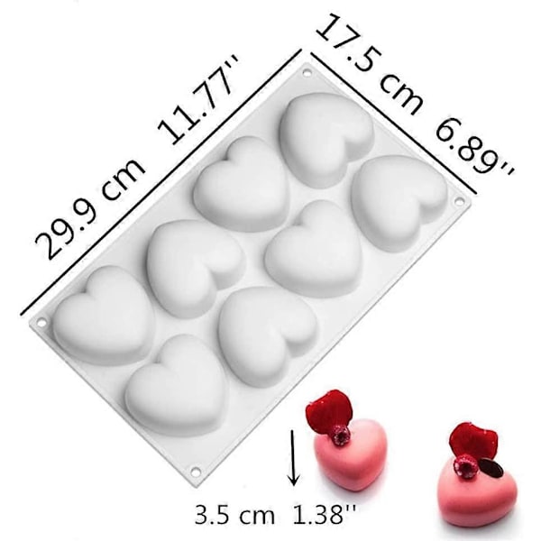 8 hulrom silikon hjerteform silikon kakeform