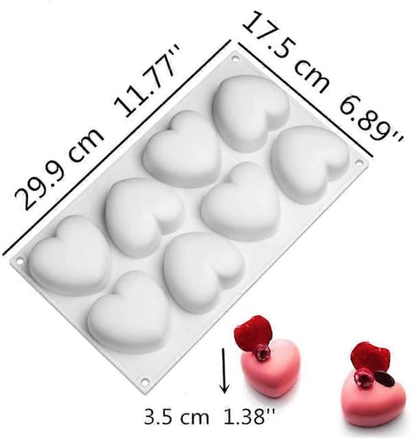 8 Hulrum Silikone Hjerteform Silikone Kageform