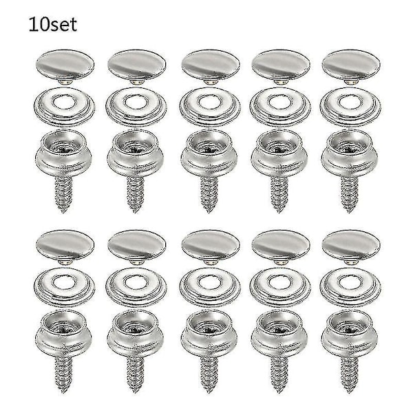 10 sæt rustfrit stål tryklås-sæt til telt, marine, yacht, båd, presenning, værktøj, fatninger, knapper