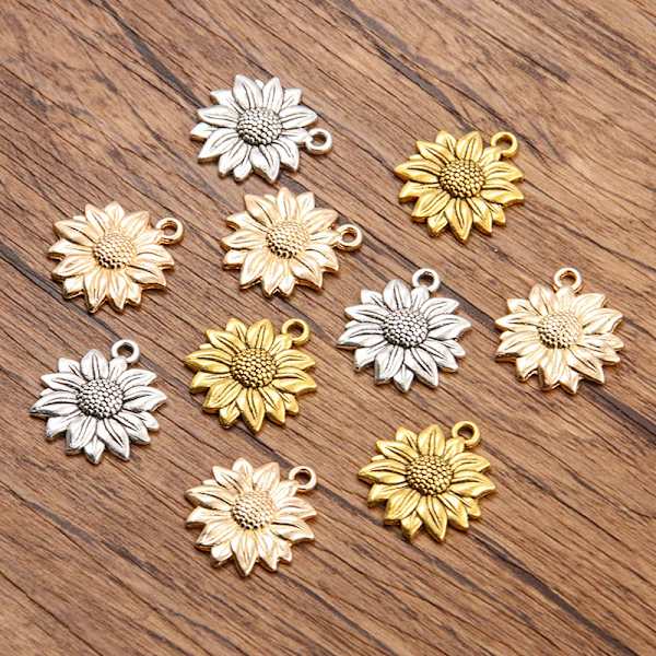 3 färger 19*22mm DIY smycken tillbehör solros solros blomma hänge bagage kläder tillbehör