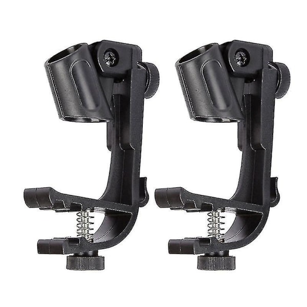 Justerbar Clip On Drum Rim Shockproof Mount - Mikrofon Mic Clamp Stand (1 stk, sort)