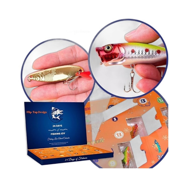 Jul 2024 Fiske Adventskalender - Fiskebeten Set, Fiskeutrustning för Vuxna Män Pojkar, Fisketillbehör (24 st)