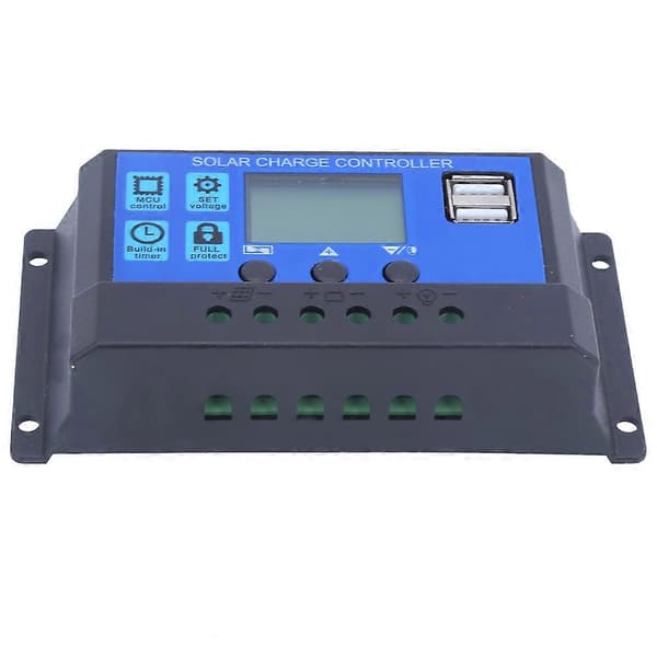 Solcellepanelregulator LCD-skjerm Batteriladingstyring Dobbel USB-utgang 12V/24V 20A YEMAA