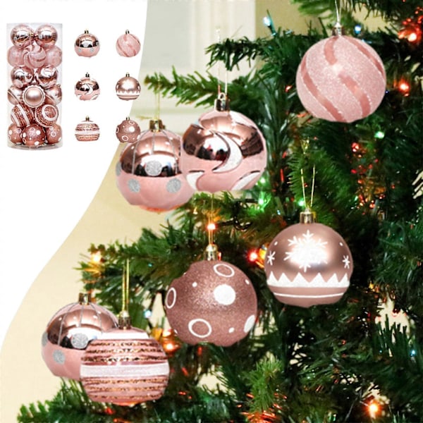 Christmas Decorations  24 Pcs 6cm/2.36 In Shatterproof Plastic Christmas Tree Ornaments, Christmas Ball Baubles For Xmas Trees Wedding Party And Home