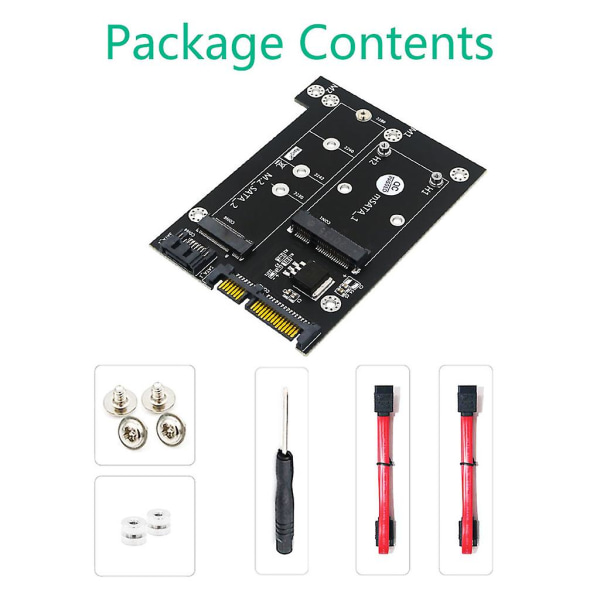 Msata eller för M.2 till Dual Sata 3.0-tums adapterkort 2-i-1 Ngff eller Msata-konverterläsarkort stöder Sata Ngff B för