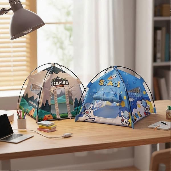 7 tommer campingtelt små rekvisitter minitelt av dukkehusbomull A0J6