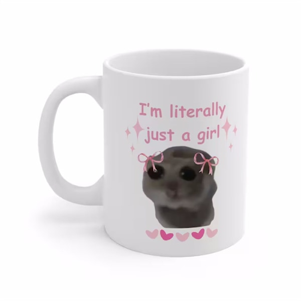 Funny sad hamster mug