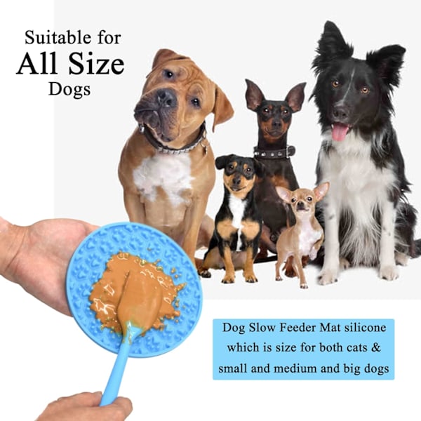 Slow Feeder Hundemåtte - Bruges ofte til hunde og katte til at fodre godbidder, yoghurt eller peanutbutter (Blå Pote)