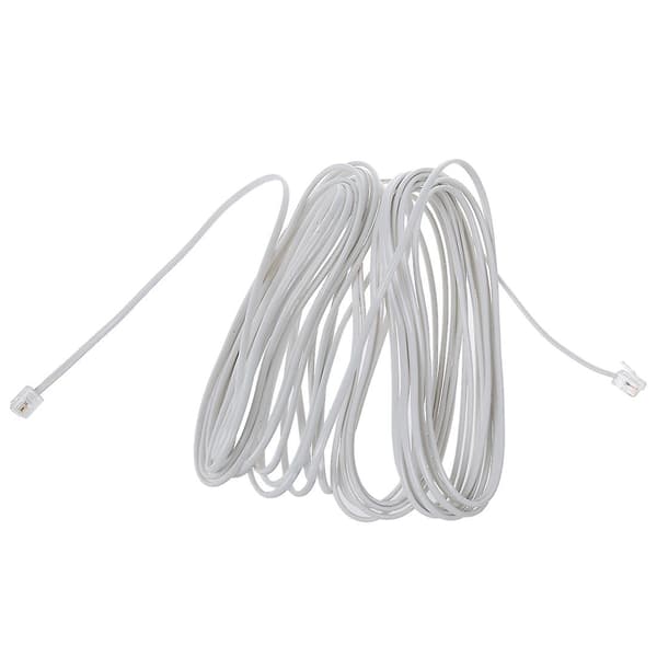 9M 30ft RJ11 6P2C Modulær Telefonkabel Hvit