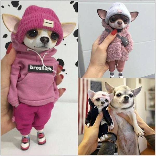 1~8 kpl Käsintehtyjä Nuken Hartsi Seisova Pennun Leikkieläimen Figuuri Chihuahua Sharpei Koira Söpö