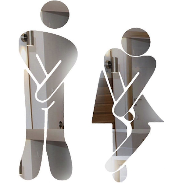 WC-tarra! Ristikkäiset jalat - hauska kylpyhuoneen wc-tarra, ovien tarvike, symboli, merkki, 5'' peilisetti kotiin, toimistoon ja työpaikalle (2 sarjaa - valkoinen)
