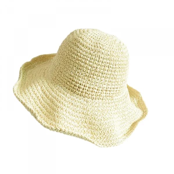 Floppy stråsolhat foldbar pakbar bred skygge sommerstrand