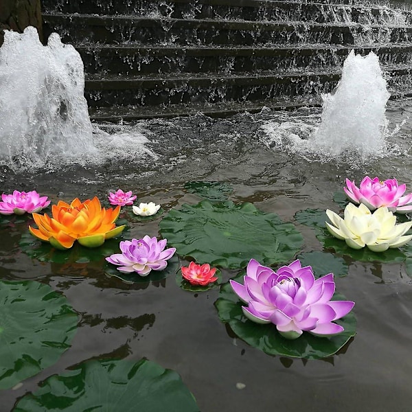 5-pak kunstige flytende vannliljer Eva Lotus Damdekorasjon 10 cm (Rød/Gul/Blå/Rosa/Lys Rosa)