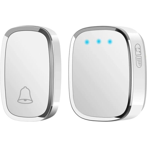 Trådløs dørklokke, 300 m vanntett dørklokke, trådløs dørklokke med 1 sender og 1 plug-in mottaker og 36 ringetoner 4 nivåvolum
