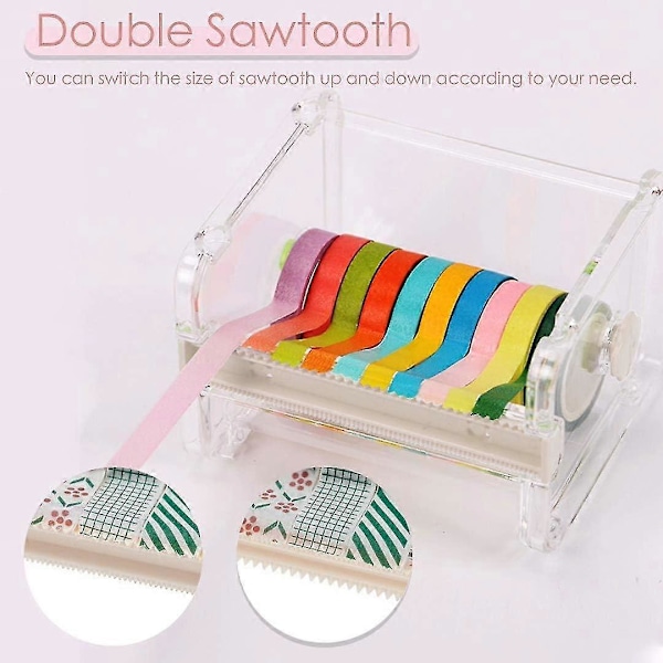 2-pack Transparent Desktop Multi Dispenser, Tejpklippare, Tejprulls Hållare (Ingår ej Maskeringstejp) (Beige)