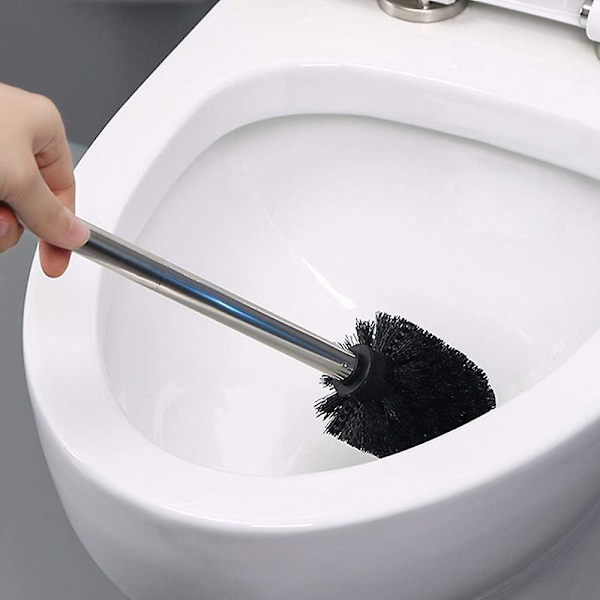 2 stk. Toiletbørste Toiletbørste udskiftningsbørste i rustfrit stål, 8 x 35 x 8 cm, Sort