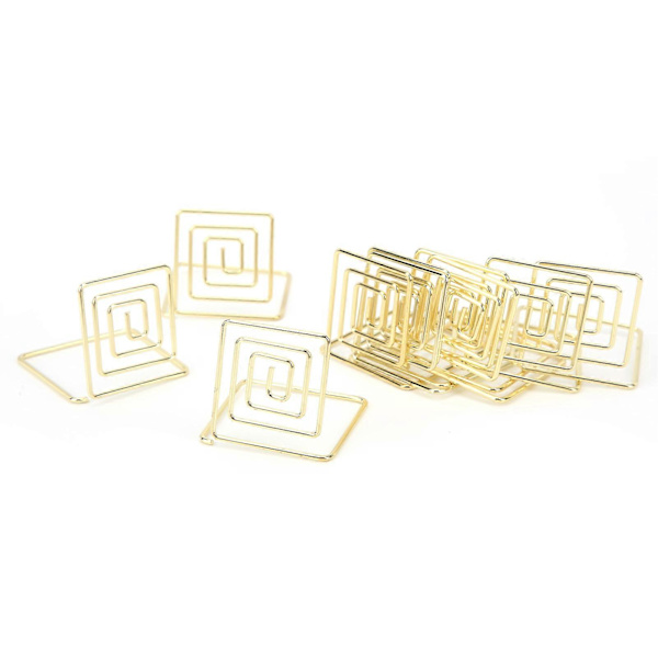 10 st Business Card Holder Mini Söt Metall Skrivbordsmeddelande Display Stativ för Bordnummer Foto Memo Banknot Guld YEMAA