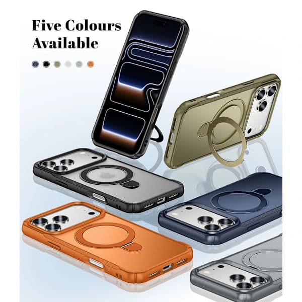 Magnetisk telefoncover til 17 Pro med støttefod — TPU + PC-materiale (blå)