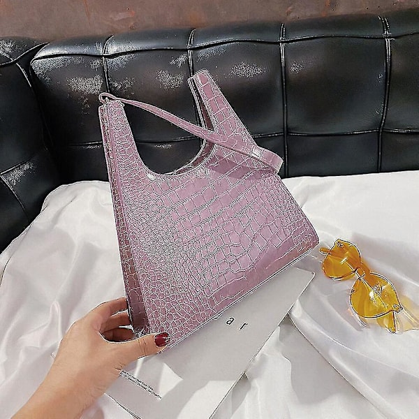 Casual lynlås armhule slynge håndtasker elegante kvinder split retro krokodille pu læder skuldertasker yo