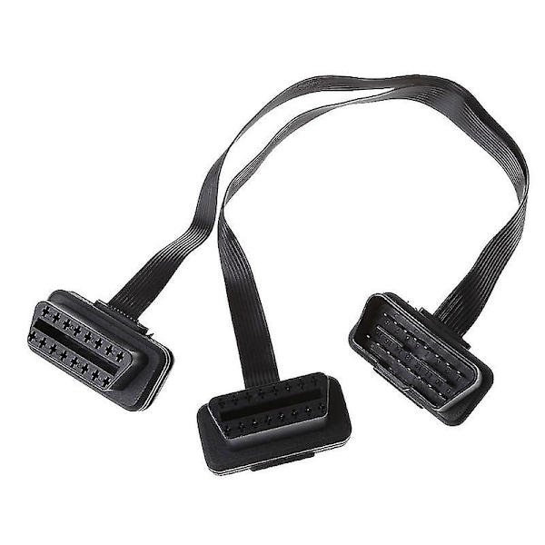 16 Pin Obd2 Han-til-dobbelt Hun Splitter Flad Tynd Y-stik Forlængerkabel-mxbc