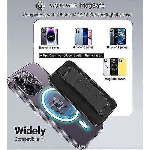 3-i-1 MagSafe Tegnebog - Magnetisk Kort Holder til iPhone 14/13/12 Serie, Passer til 5+ Kort og Kontanter - Sort