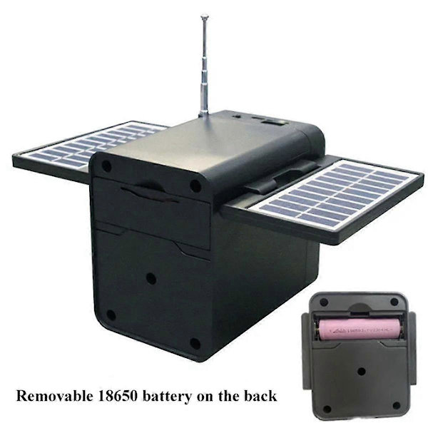 Kannettava FM-radio Solar Emergency Radio Receiver Kaiutin Mini Bluetooth Soundbar Tukee TF-korttia U-levyä 18650 Akku