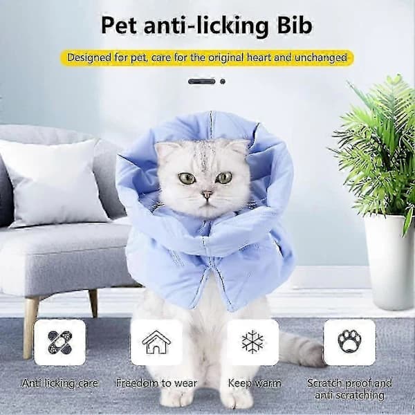 Halskrave til kat efter operation, blå (størrelse: S)