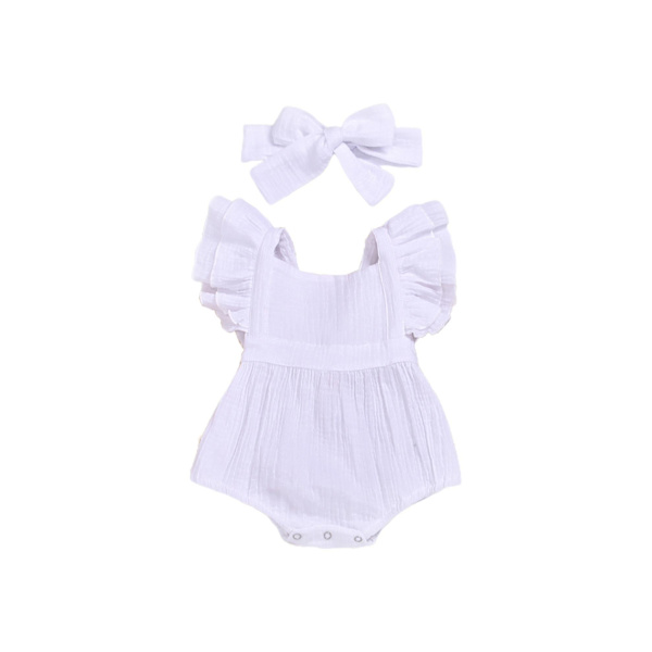 Nyfödd flicka sommar kläder set jumpsuit spädbarn romper pannband outfit