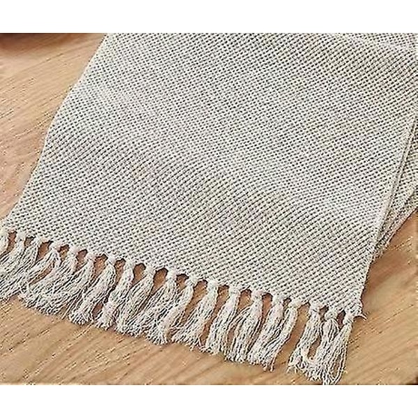 Landlig Dug, Vintage Landlig Dug, Bomuldsvævet Kaffeborddug, Beige Vævet Dug
