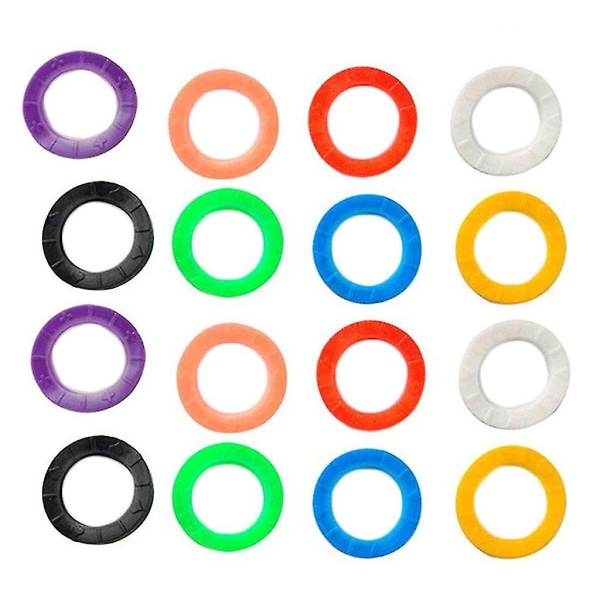 80 styks farverige nøglehætter Gummi nøgleidentifikationsringe til husnøgle, nøgleorganisering, 8 farver, 2 forskellige stilarter