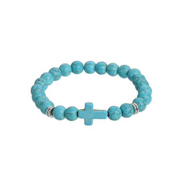 4 stk Korsperle Armbånd Herre Dame Armbånd Steinperler Stretch Armbånd