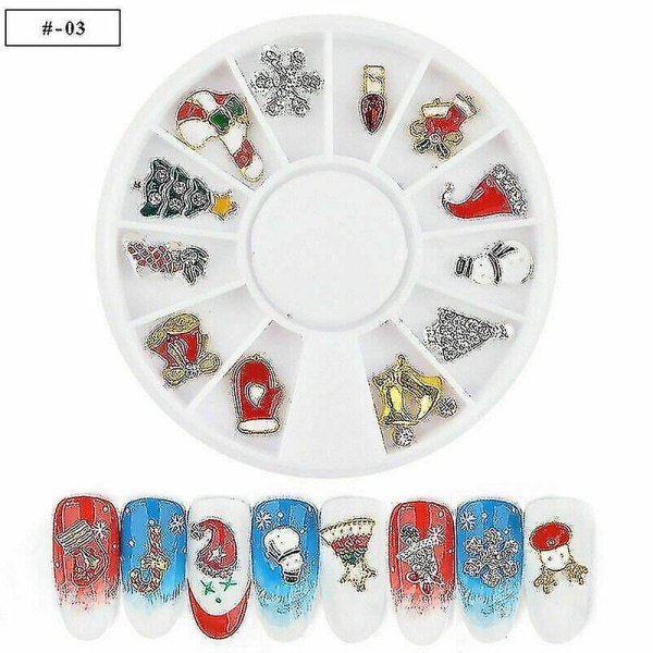 Rl 12 st/låda Nail Art Alloy Stickers Glitter Jul Dekorationer Skönhet Diy-färg:2