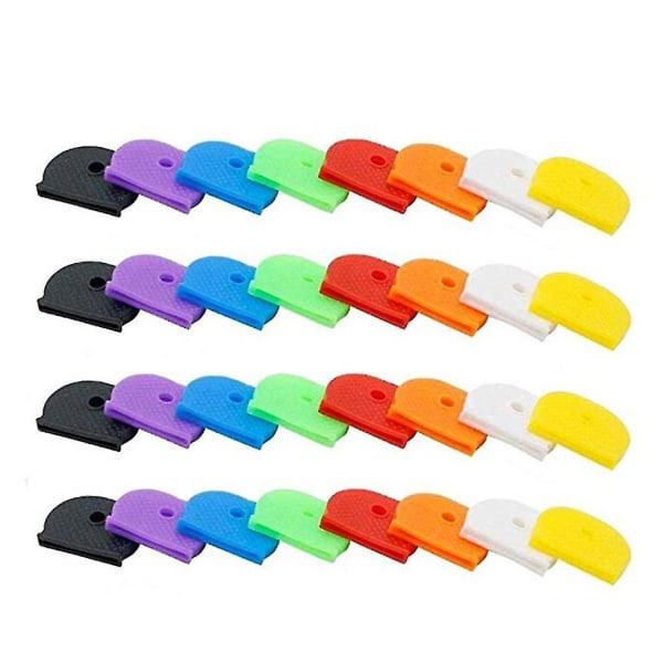 80 delar färgglada nyckelkapslar Gummi nyckelidentifieringsringar för husnyckel, nycklarorganisation, 8 färger, 2 olika stilar