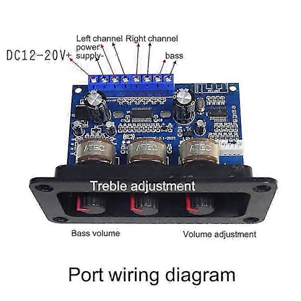 2.1 Kanals Bluetooth 5.0 Ljudförstärkarkort 2x25w+50w Subwoofer Klass D Förstärkarkort Kit Med Dc Hona+aux Kabel