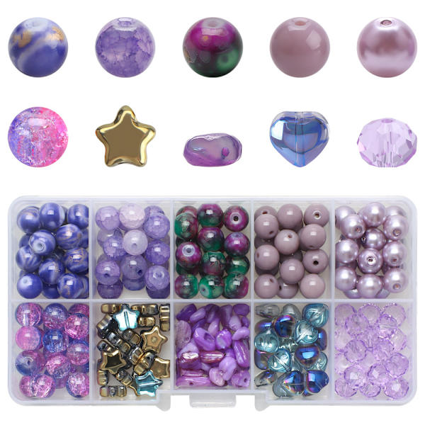 8MM krystall runde perler grus gradient farge 10 rutenett bokser glassperler kombinasjon diy håndlaget perlearmbånd