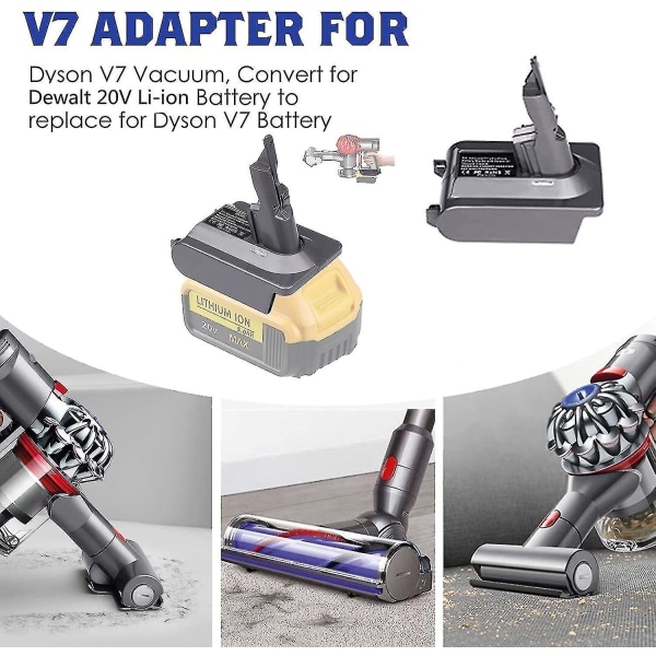 Dewalt 20v Lithium Batteri Adapter Konverter Til Dyson V7 Series Støvsuger Animal Absolute Fluffy Hepa Cordless Stick