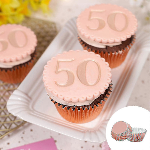 Cupcakeforme, Muffinsforme, Bageforme til Bryllupper, Fødselsdage, Babyshower, 5*3cm, Rosenguld, 100 stk
