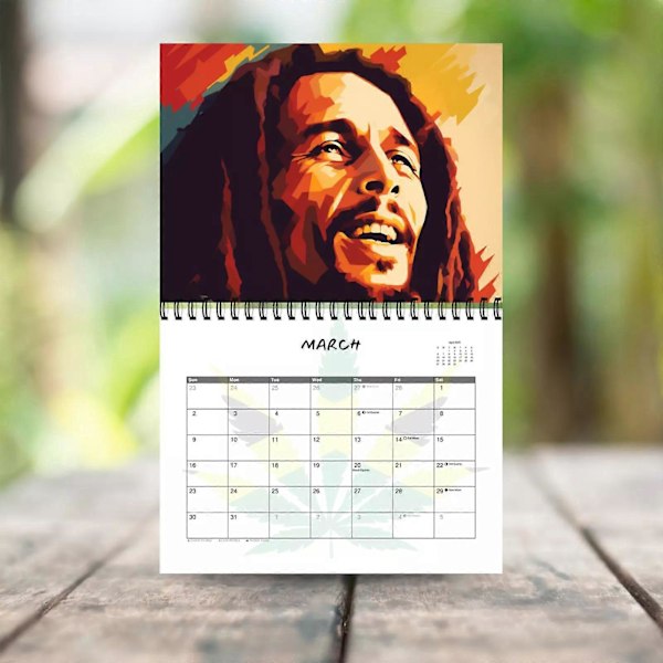 2025 Bob Marley Kalender | 12 Måneders Kalender | Spiralbundet Kalender | Vægkale