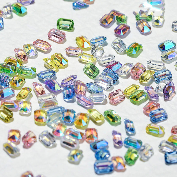 Ny Nail Art Cube Sugar Diamond Super Flash Candy Small Square Diamond Rektangulær Crystal Green Ice Cube Diamond Negle smykker