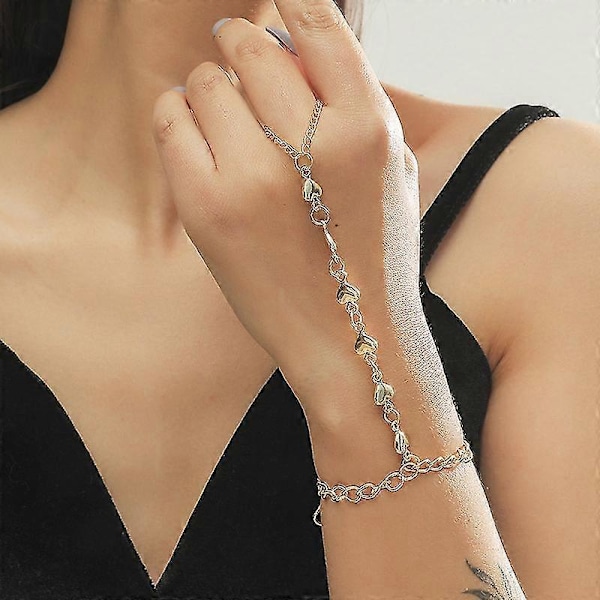 Guldkedja med hjärta - Fingerarmband