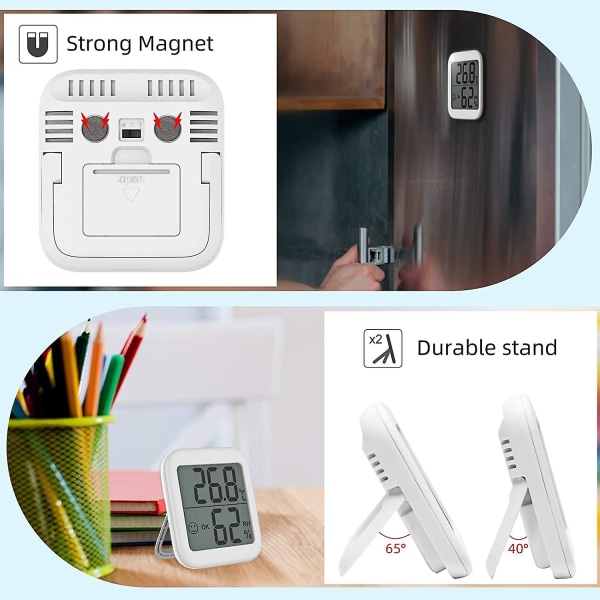 Værelses Termometer Hygrometer Digital Termometer Hygrometer, 2,1\" Display Hygrometer Hygrometer Til Børneværelse, Stue, Etc. (hvid) (1 stk