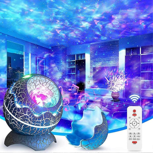 Dinosauræg LED-projektorlys Bluetooth-kompatibelt stjerne-stemningslys til jul Crack White