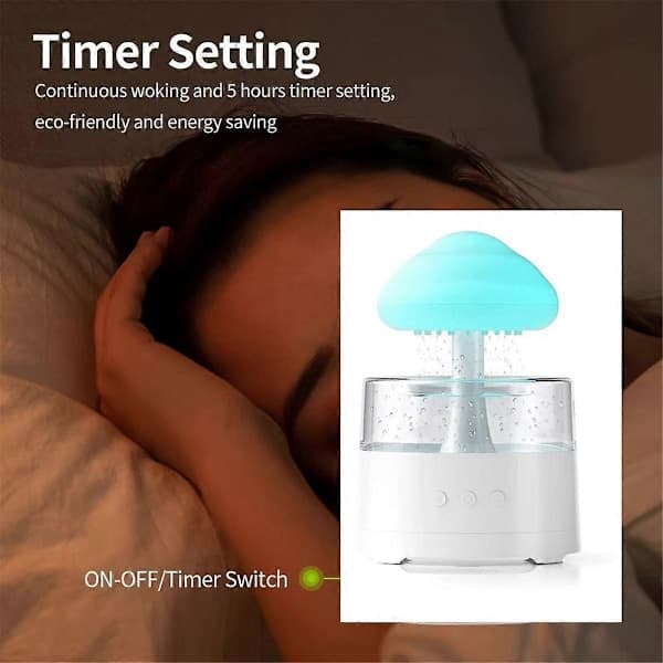 Regnmoln Luftfukter, Sopp Luftfukter, Sky Luftfukter med Justerbare LED-lys, Regnmoln