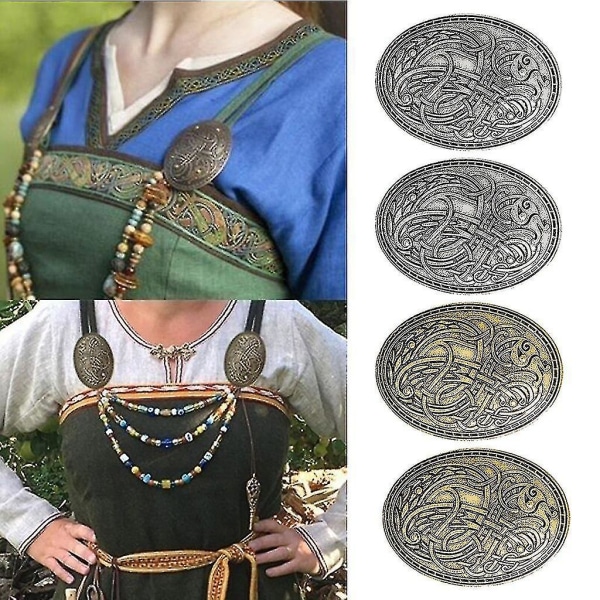 4 kpl Norjalainen keskiaikainen viikinkimerkki rintakoru soikea huivi villapaitapinta